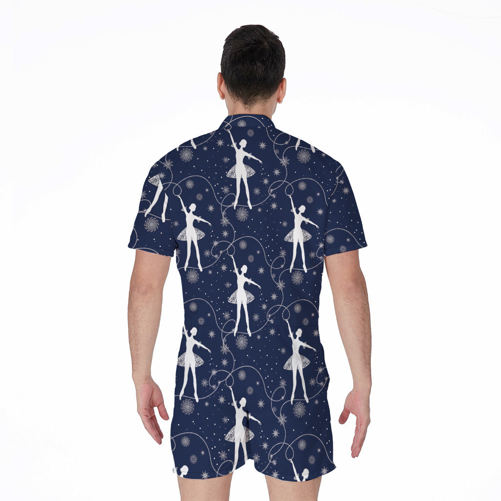 Snowflake Ballet Pattern Print Men's Rompers