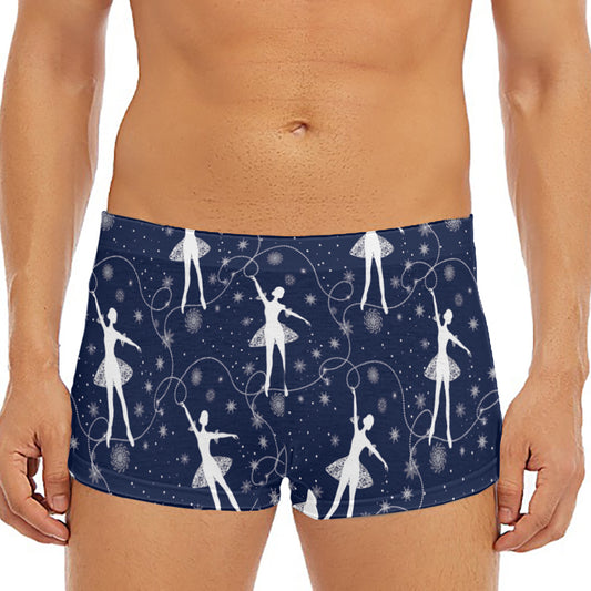 Snowflake Ballet Pattern Print Men's Short Boxer Briefs