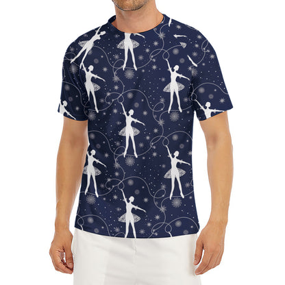 Snowflake Ballet Pattern Print Men's Short Sleeve Rash Guard