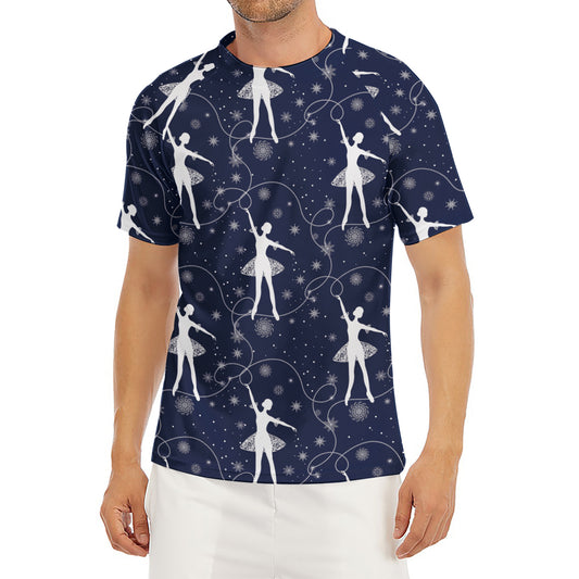 Snowflake Ballet Pattern Print Men's Short Sleeve Rash Guard