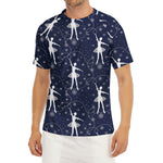 Snowflake Ballet Pattern Print Men's Short Sleeve Rash Guard