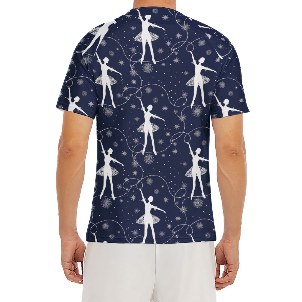 Snowflake Ballet Pattern Print Men's Short Sleeve Rash Guard