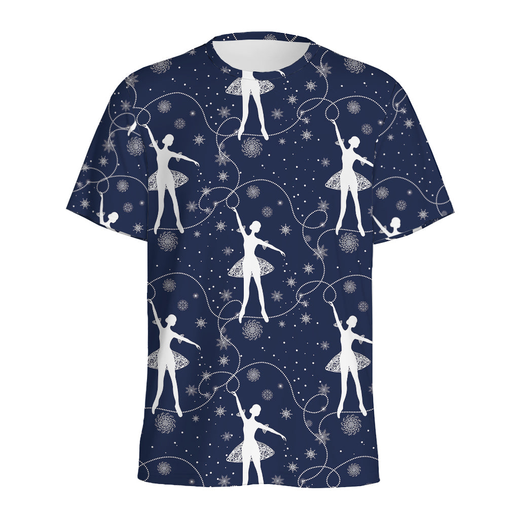 Snowflake Ballet Pattern Print Men's Sports T-Shirt