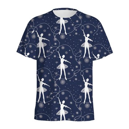 Snowflake Ballet Pattern Print Men's Sports T-Shirt