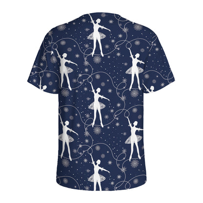 Snowflake Ballet Pattern Print Men's Sports T-Shirt