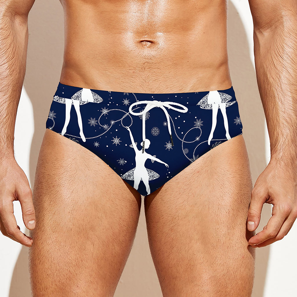Snowflake Ballet Pattern Print Men's Swim Briefs