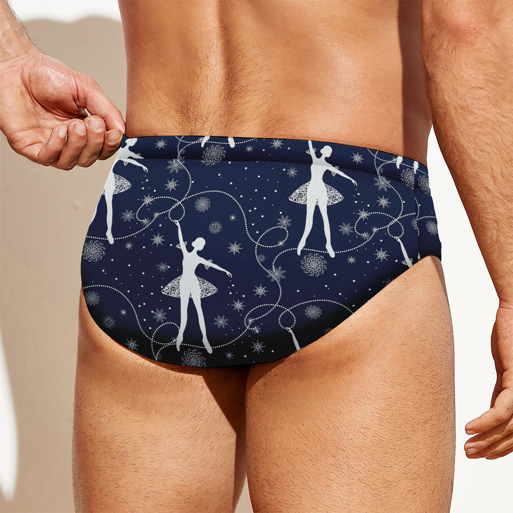 Snowflake Ballet Pattern Print Men's Swim Briefs