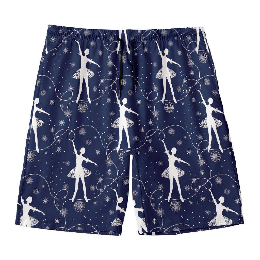 Snowflake Ballet Pattern Print Men's Swim Trunks