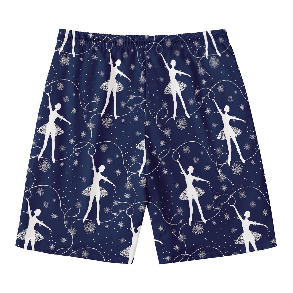 Snowflake Ballet Pattern Print Men's Swim Trunks