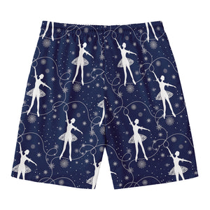 Snowflake Ballet Pattern Print Men's Swim Trunks