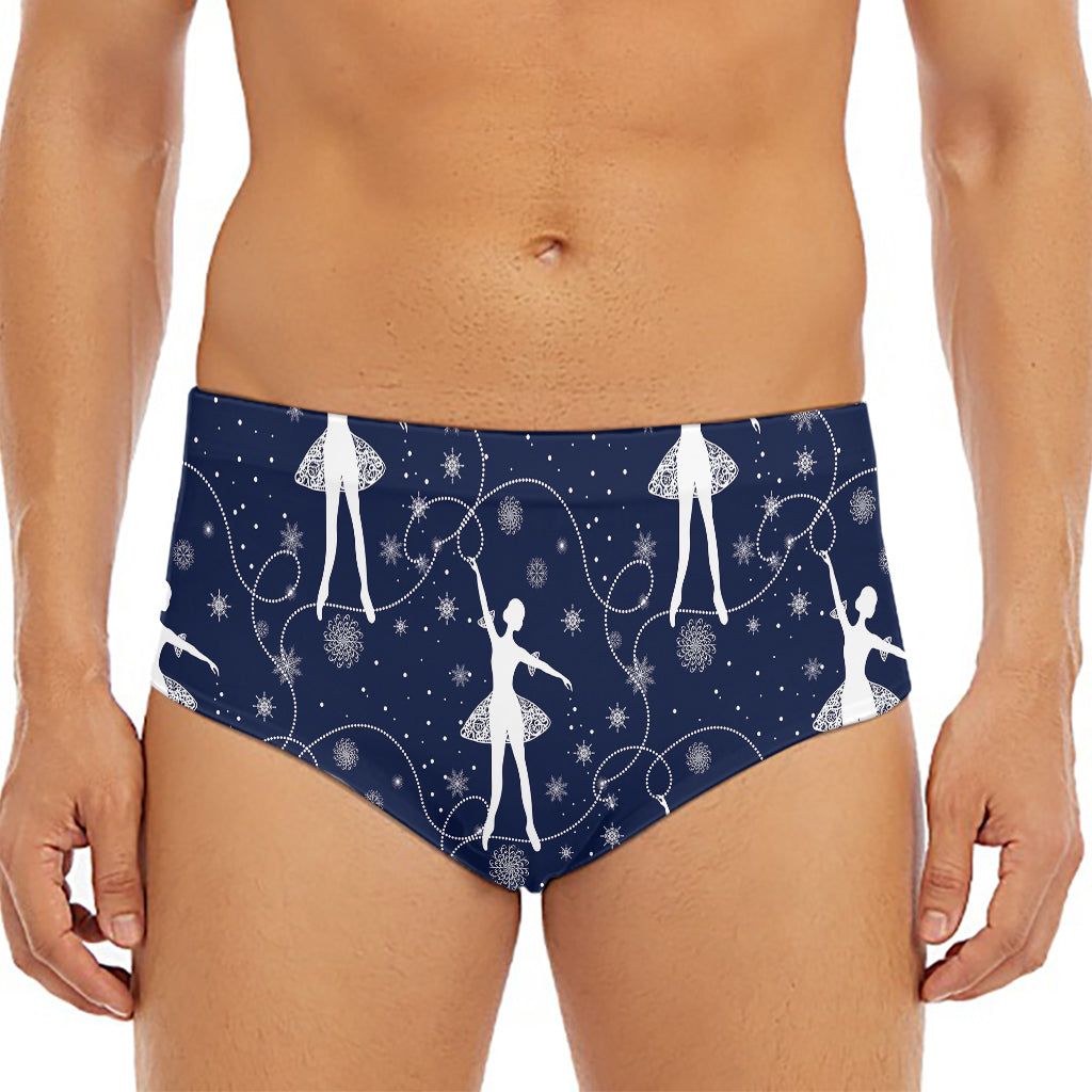 Snowflake Ballet Pattern Print Men's Triangle Swim Briefs