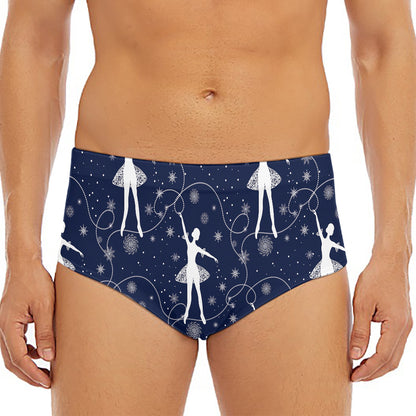 Snowflake Ballet Pattern Print Men's Triangle Swim Briefs