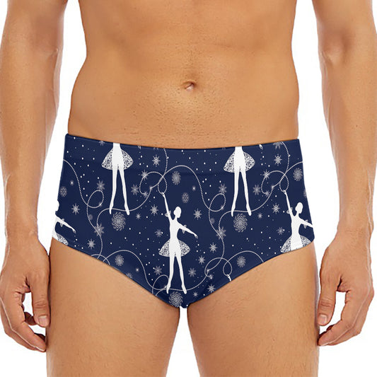Snowflake Ballet Pattern Print Men's Triangle Swim Briefs