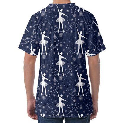 Snowflake Ballet Pattern Print Men's Velvet T-Shirt