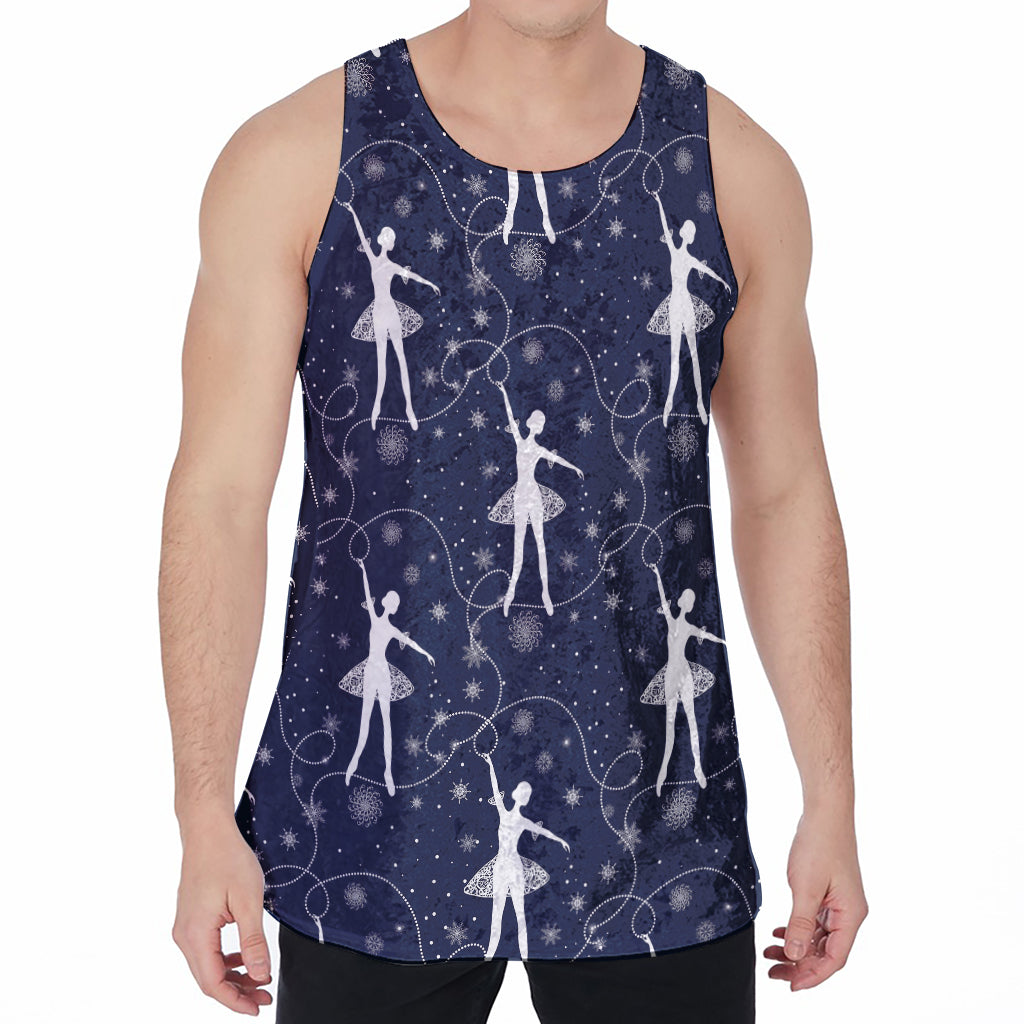 Snowflake Ballet Pattern Print Men's Velvet Tank Top