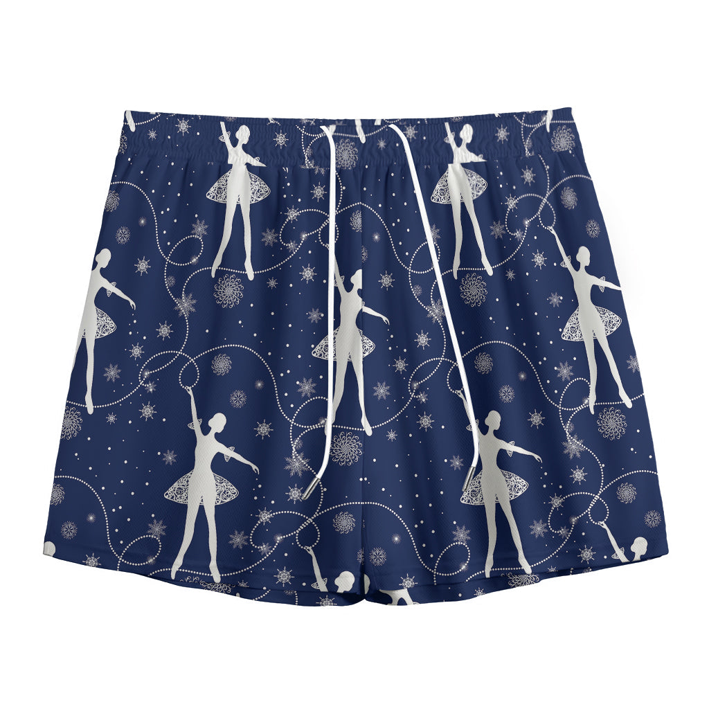 Snowflake Ballet Pattern Print Mesh Shorts