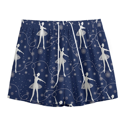Snowflake Ballet Pattern Print Mesh Shorts
