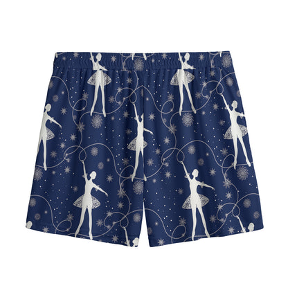 Snowflake Ballet Pattern Print Mesh Shorts