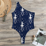 Snowflake Ballet Pattern Print One Shoulder Bodysuit