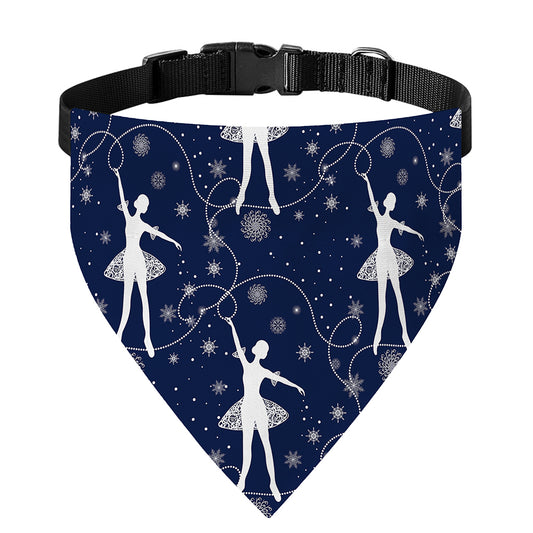 Snowflake Ballet Pattern Print Over The Collar Dog Bandana