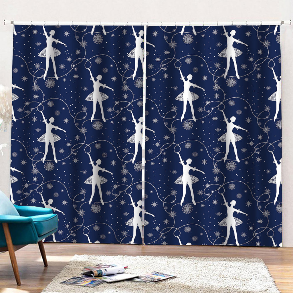 Snowflake Ballet Pattern Print Pencil Pleat Curtains