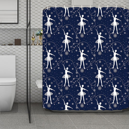 Snowflake Ballet Pattern Print Polyester Shower Curtain