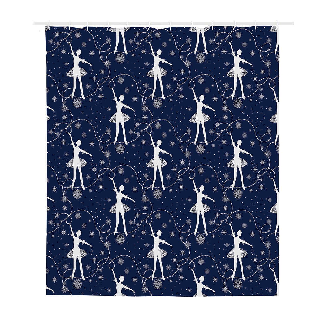 Snowflake Ballet Pattern Print Polyester Shower Curtain
