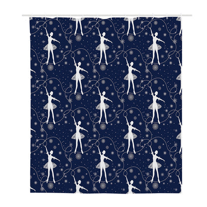 Snowflake Ballet Pattern Print Polyester Shower Curtain