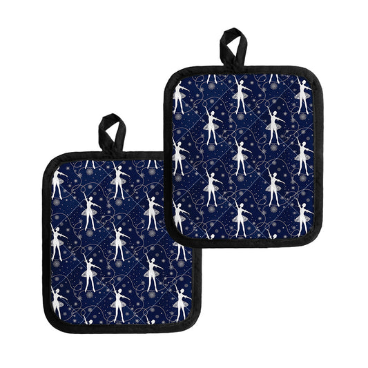 Snowflake Ballet Pattern Print Pot Holders