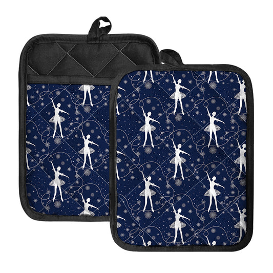 Snowflake Ballet Pattern Print Pot Holders With Pocket