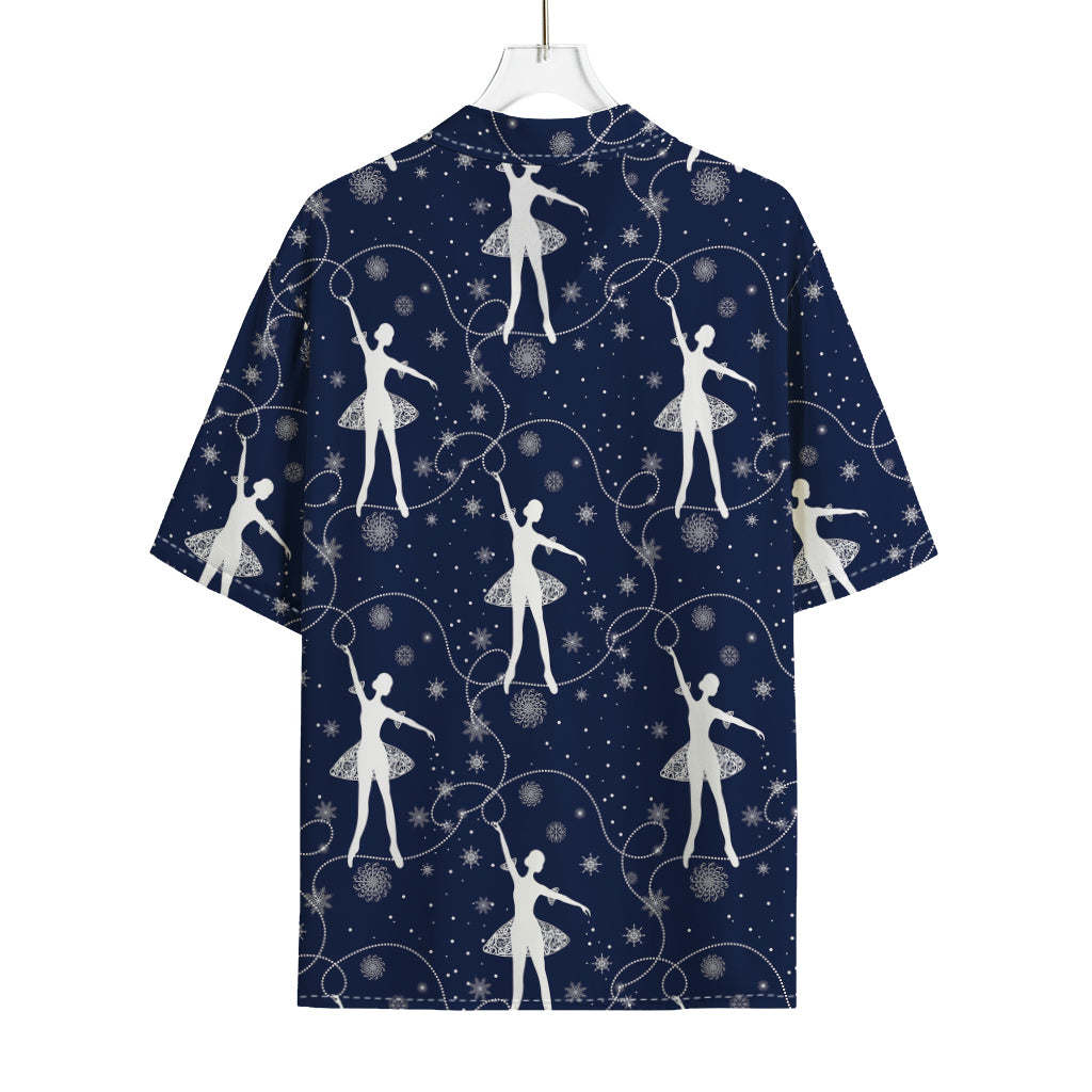 Snowflake Ballet Pattern Print Rayon Hawaiian Shirt