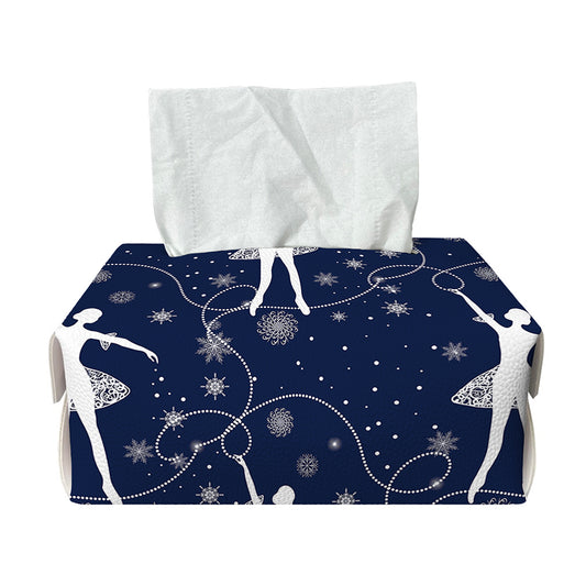 Snowflake Ballet Pattern Print Rectangle Tissue Box Cover