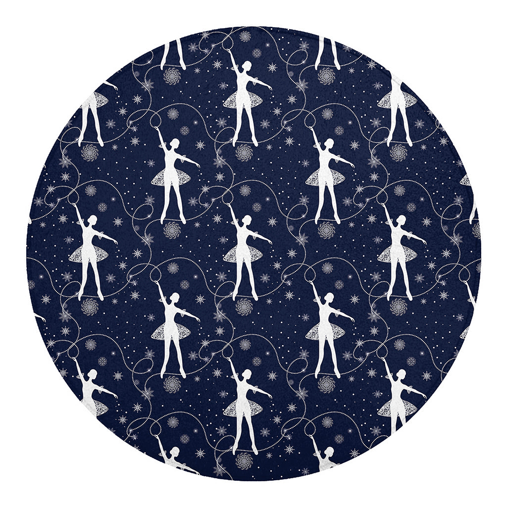 Snowflake Ballet Pattern Print Round Blanket