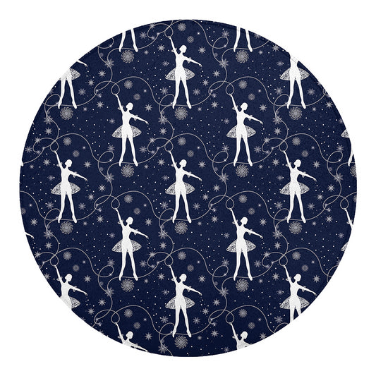 Snowflake Ballet Pattern Print Round Blanket
