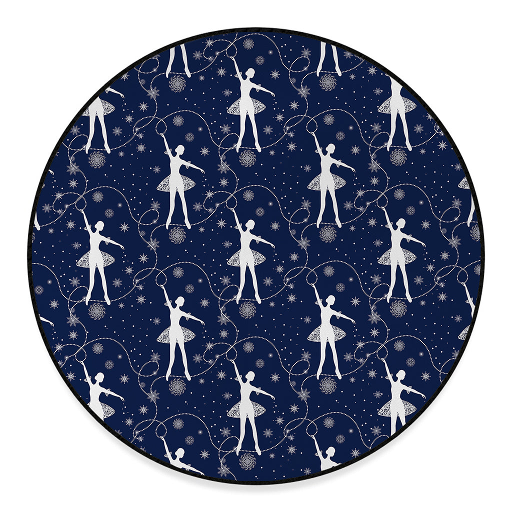 Snowflake Ballet Pattern Print Round Floor Mat