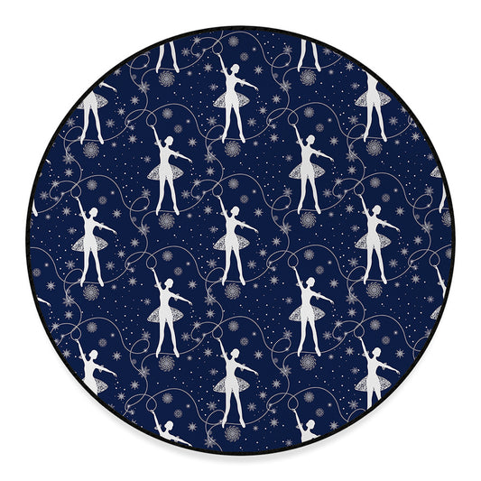 Snowflake Ballet Pattern Print Round Floor Mat