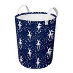 Snowflake Ballet Pattern Print Round Laundry Basket