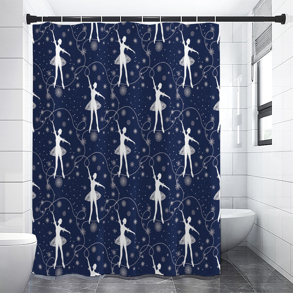 Snowflake Ballet Pattern Print Shower Curtain