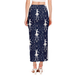 Snowflake Ballet Pattern Print Side Slit Maxi Skirt