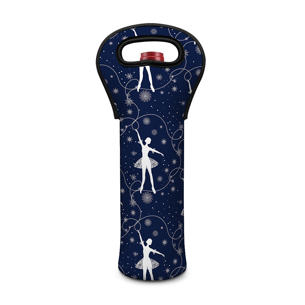 Snowflake Ballet Pattern Print Single Neoprene Wine Tote