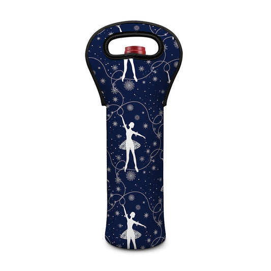Snowflake Ballet Pattern Print Single Neoprene Wine Tote