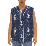 Snowflake Ballet Pattern Print Sleeveless Baseball Jersey