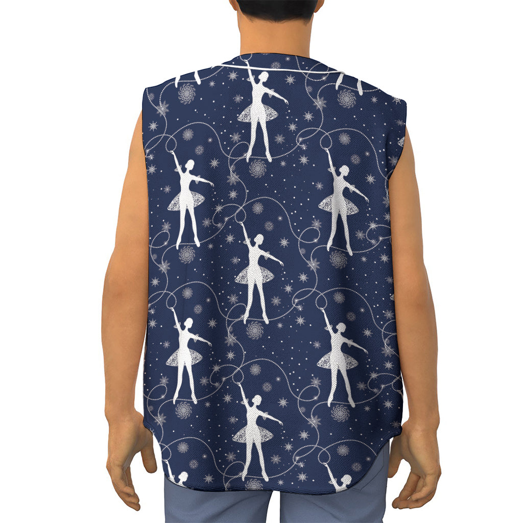 Snowflake Ballet Pattern Print Sleeveless Baseball Jersey