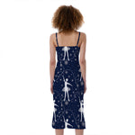 Snowflake Ballet Pattern Print Slim Fit Midi Cami Dress