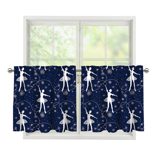 Snowflake Ballet Pattern Print Tier Curtains