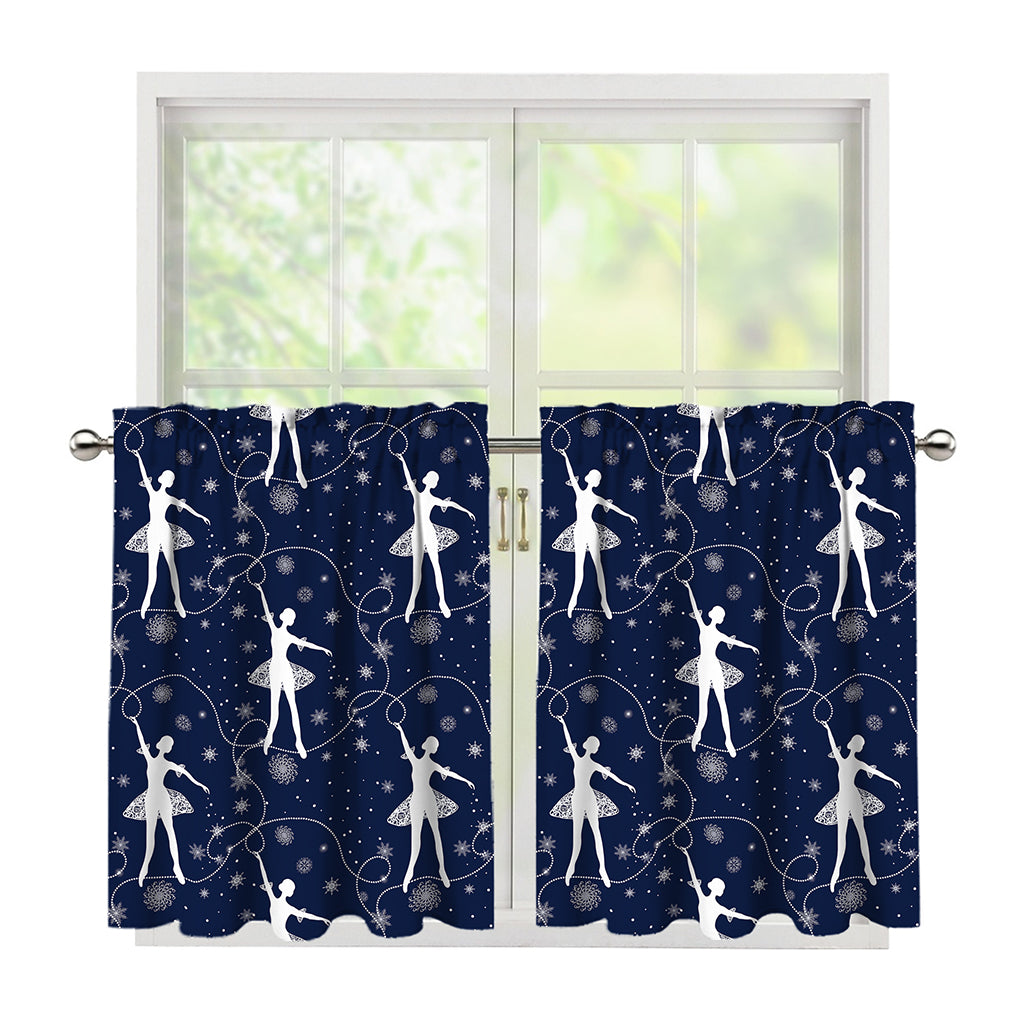 Snowflake Ballet Pattern Print Tier Curtains