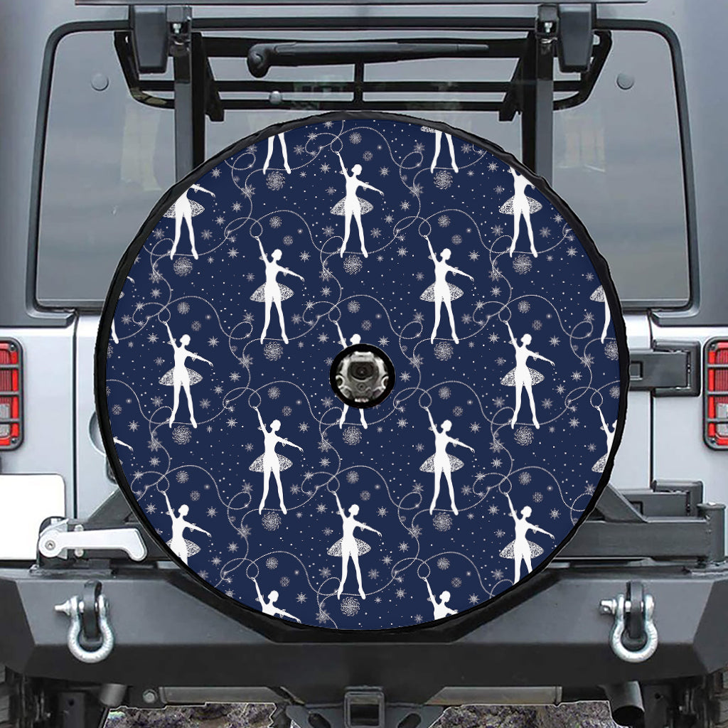 Snowflake Ballet Pattern Print Tire Cover With Camera Hole