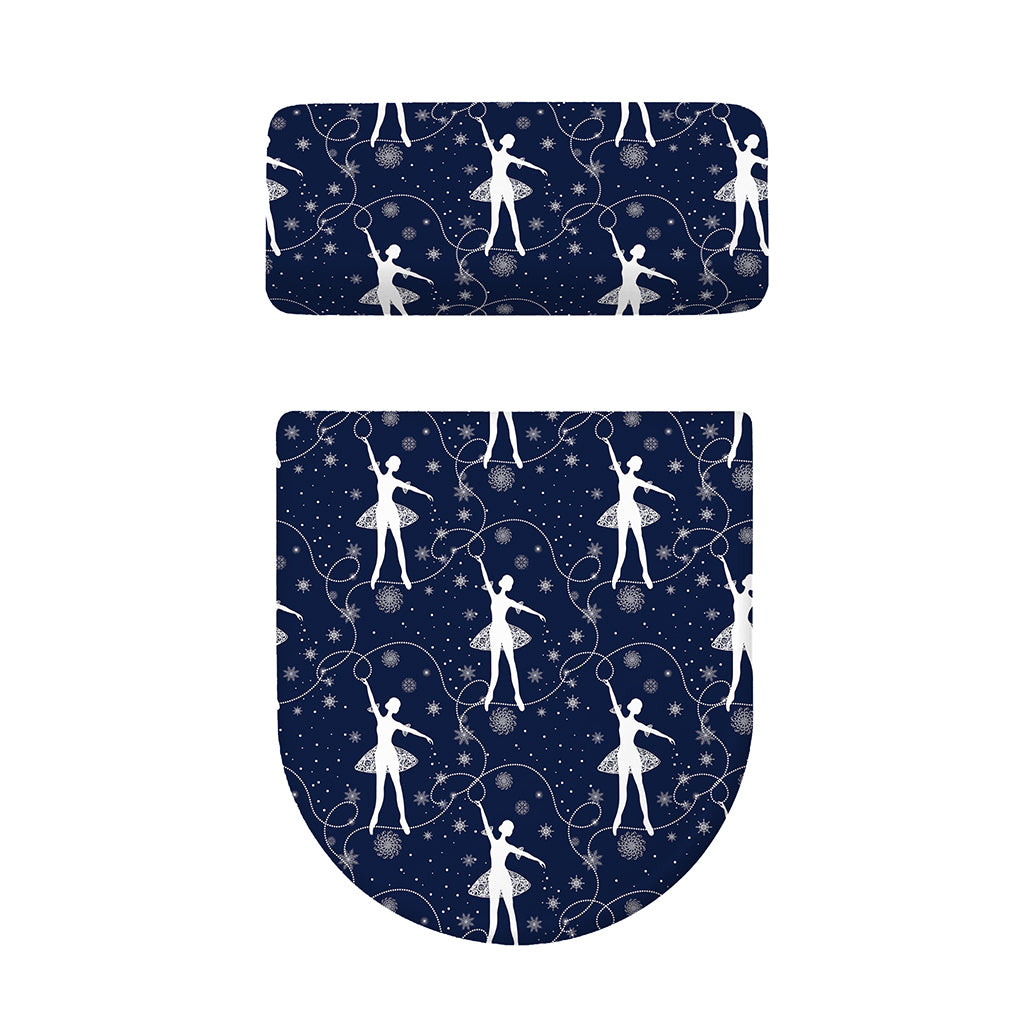 Snowflake Ballet Pattern Print Toilet Lid And Tank Cover Set