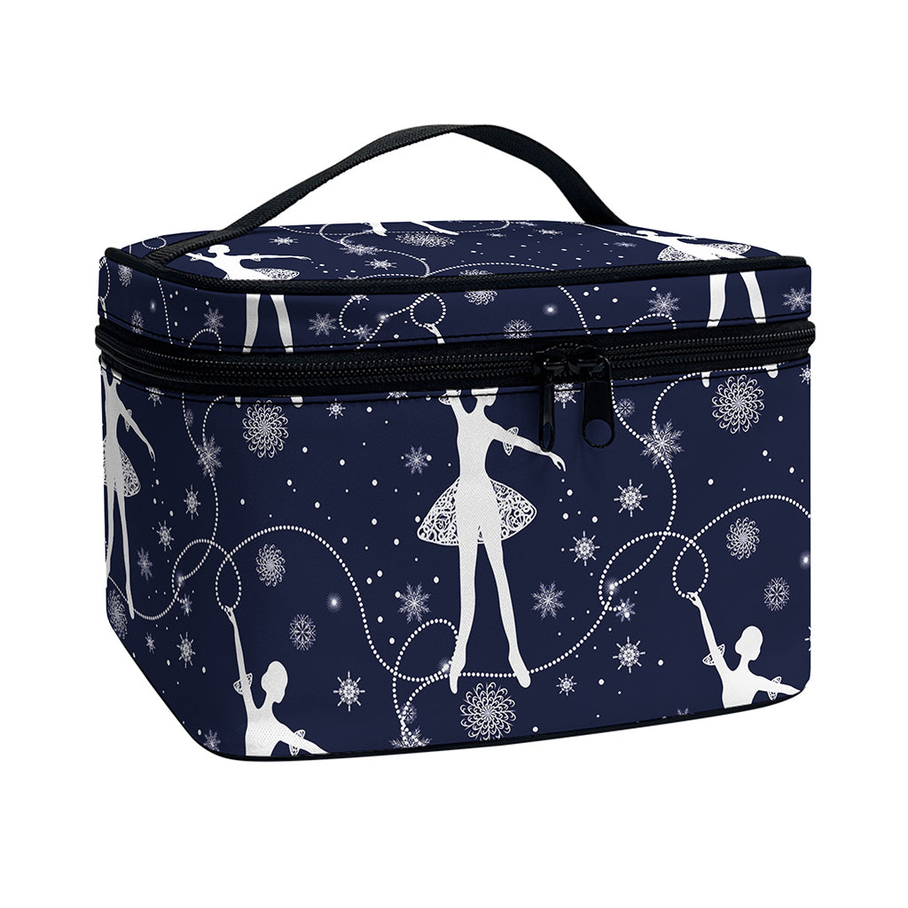 Snowflake Ballet Pattern Print Travel Makeup Bag