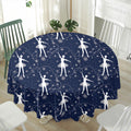 Snowflake Ballet Pattern Print Waterproof Round Tablecloth